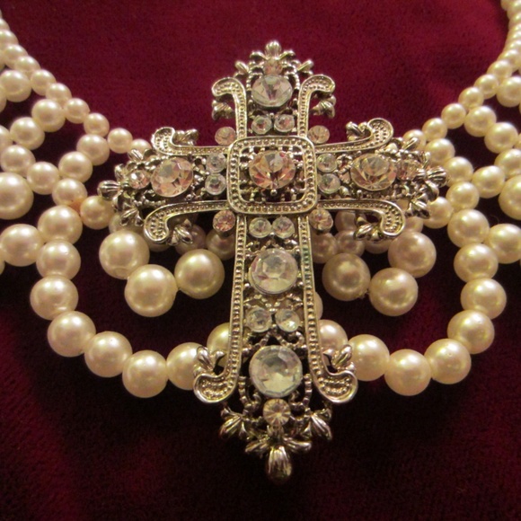 Statement Micro Pearl Beads Collar Choker Bib Necklace - Picture 6 of 9